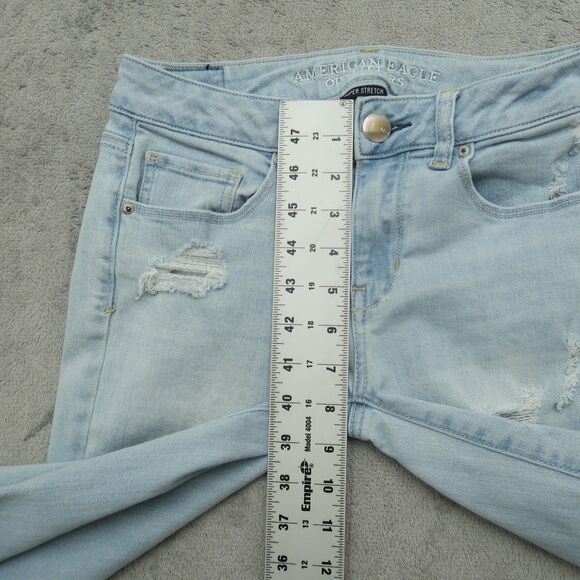 American Eagle Jeans Women's Size 4 Blue Low-Rise Skinny 29" Inseam Distressed - Picture 8 of 16